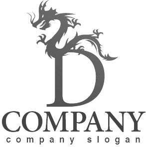 ロゴ作成サンプルです D ドラゴン 龍 アルファベット ロゴ マークデザイン3323をイメージしたロゴデザインです