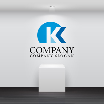 ロゴ作成サンプルです K 半円 前進 アルファベットロゴ マークデザイン629をイメージしたロゴデザインです