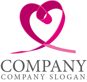 ロゴ作成サンプルです ハート リボンロゴ マークデザイン0をイメージしたロゴデザインです