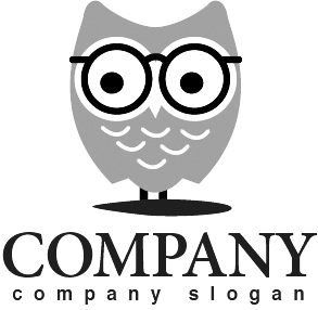 ロゴ作成サンプルです フクロウ メガネ 鳥 ロゴ マークデザイン295をイメージしたロゴデザインです