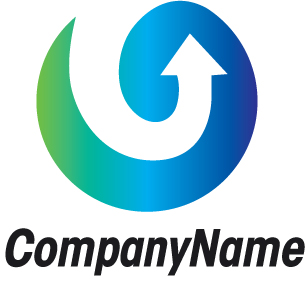 ロゴ作成サンプルです 矢印 円0をイメージしたロゴデザインです