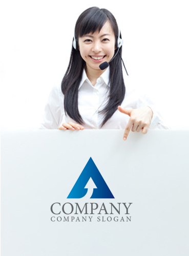 ロゴ作成サンプルです A 上昇 矢印 三角 ロゴ マークデザイン234をイメージしたロゴデザインです