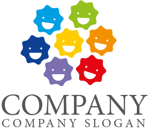 ロゴ作成サンプルです 笑顔 人 虹色 集まりロゴ マークデザイン440をイメージしたロゴデザインです