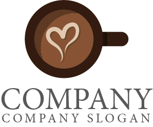 ロゴ作成サンプルです カップ コーヒー ハート Love ロゴ マークデザイン034をイメージしたロゴデザインです