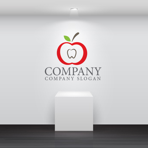 ロゴ作成サンプルです 歯 りんご ロゴ マークデザイン1をイメージしたロゴデザインです