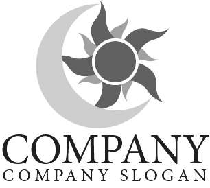 ロゴ作成サンプルです 月 太陽 炎 ロゴ マークデザイン515をイメージしたロゴデザインです