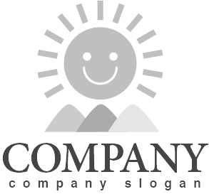 ロゴ作成サンプルです 山 太陽 笑顔 ロゴ マークデザイン795をイメージしたロゴデザインです