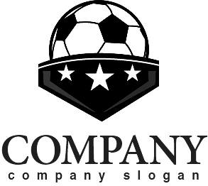 ロゴ作成サンプルです サッカー ボール 星 ロゴ マークデザイン002をイメージしたロゴデザインです