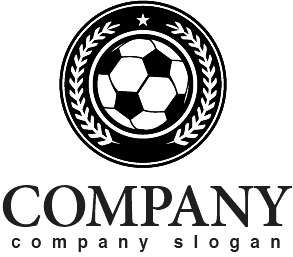 ロゴ作成サンプルです サッカー ボール エンブレム ロゴ マークデザイン004をイメージしたロゴデザインです