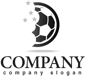 ロゴ作成サンプルです 星 サッカーボール グラデーション ロゴ マークデザイン007をイメージしたロゴデザインです