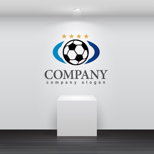 ロゴ作成サンプルです サッカーボール 輪 楕円 星 グラデーション ロゴ マークデザイン009をイメージしたロゴデザインです