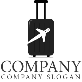 ロゴ作成サンプルです 旅行 スーツケース 飛行機 ロゴ マークデザイン040をイメージしたロゴデザインです
