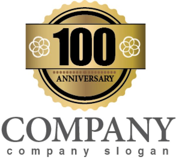 画像1: anniversary・記念・100周年・ゴールド・ロゴ・マークデザイン027 (1)